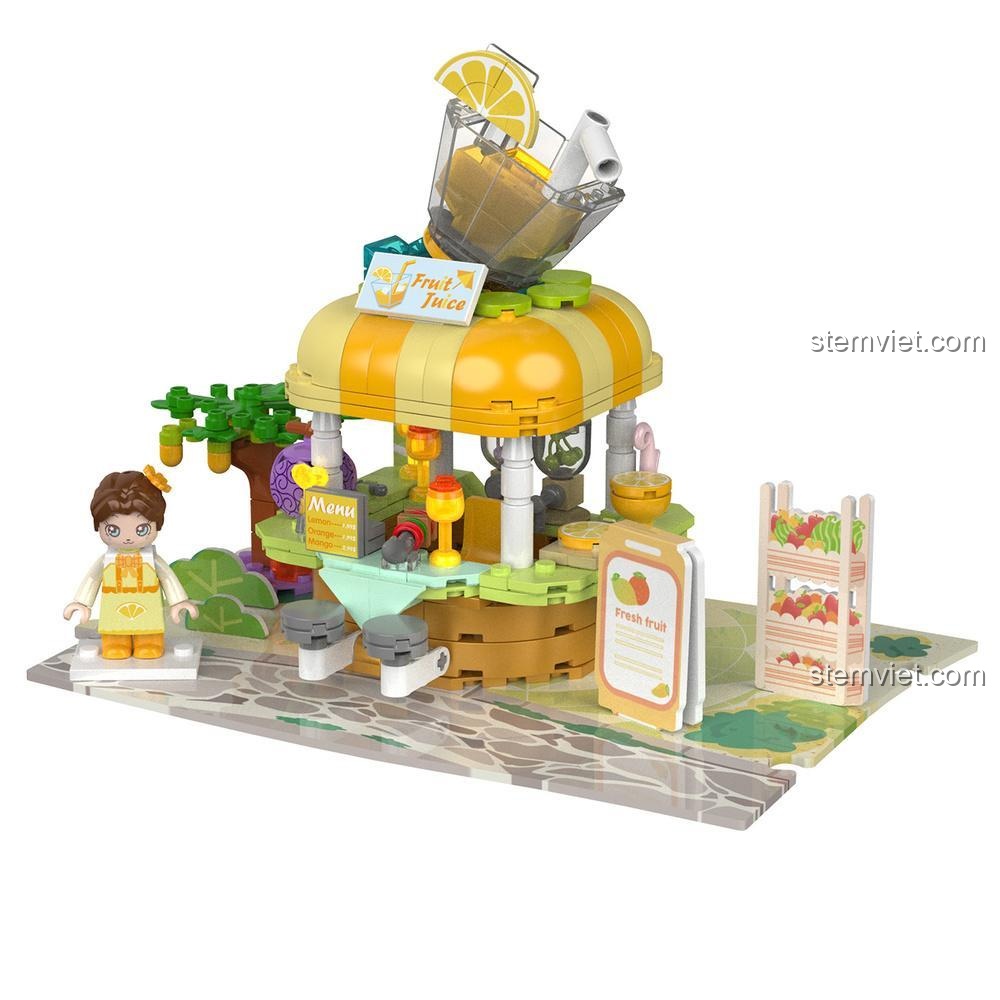 Mô hình đồ chơi lắp ráp JAKI JK2125 Cửa Hàng Nước Ép, chi tiết tinh xảo, cho bé gái 6 tuổi