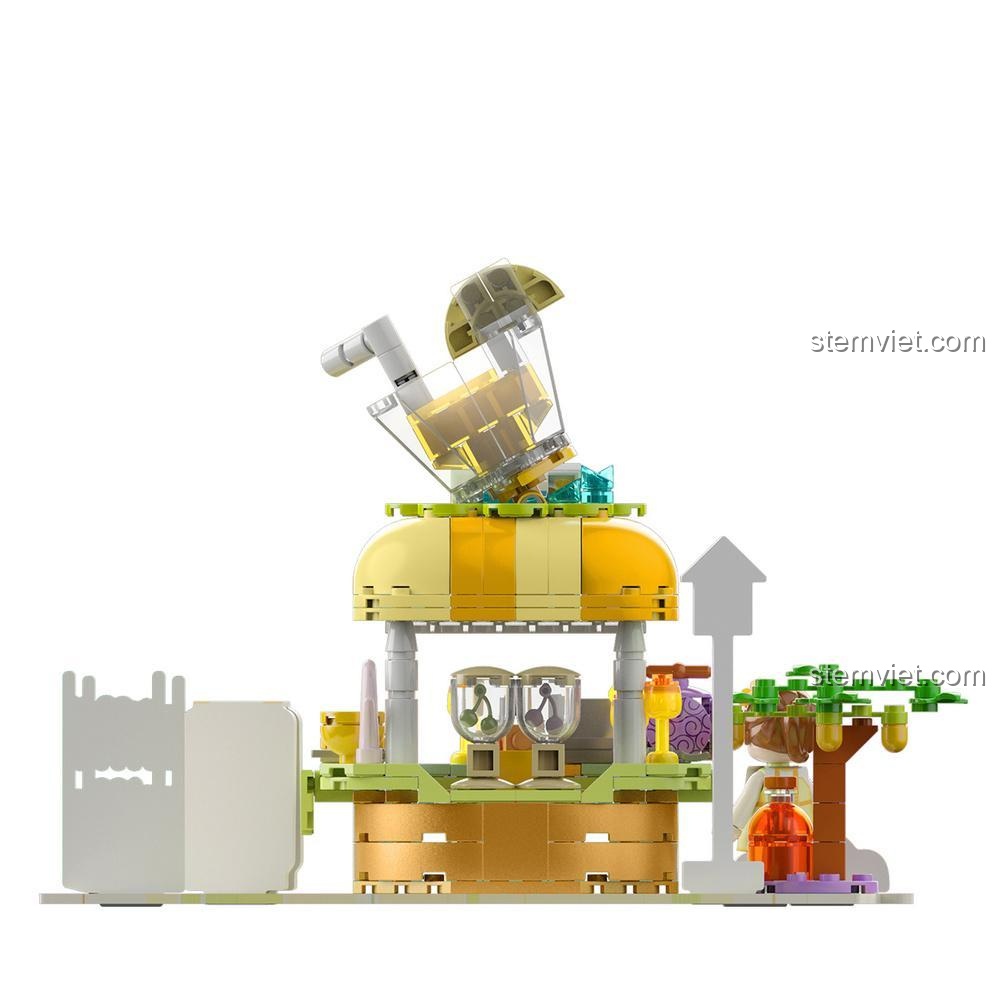 Mô hình set đồ chơi JAKI JK2125 Cửa Hàng Nước Ép, góc nhìn bên, cho bé gái 6 tuổi
