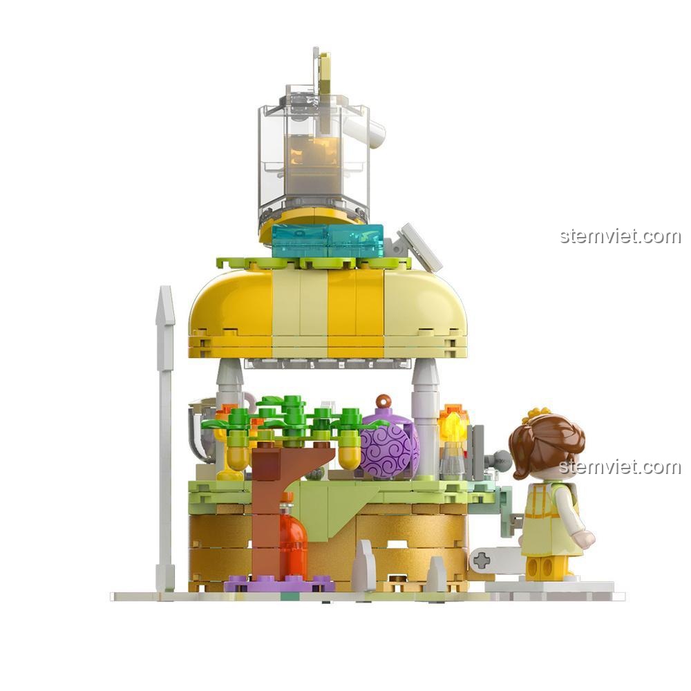 Mô hình đồ chơi lắp ráp JAKI JK2125 Cửa Hàng Nước Ép, góc nhìn bên, cho bé gái 6 tuổi