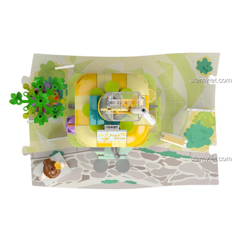 Mô hình đồ chơi mô hình JAKI JK2125 Cửa Hàng Nước Ép, góc nhìn từ trên xuống, cho bé gái 6 tuổi