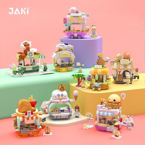 Bộ lắp ghép JAKI JK2125 Phố Cửa Hàng Sáng Tạo, đồ chơi mô hình Phố Ẩm Thực Đa Sắc cho bé gái 6 tuổi, giá tốt