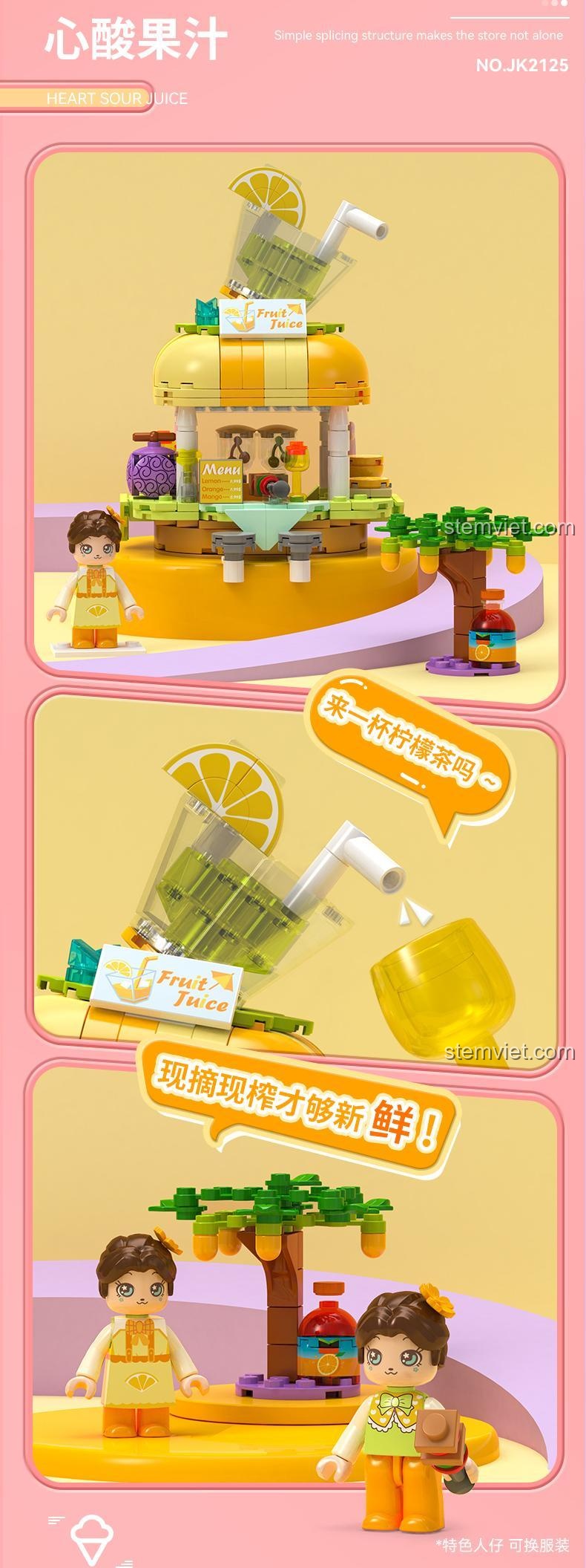 Kit đồ chơi Tiệm bánh mì JK2129 quán nước ép với trái cây tươi
