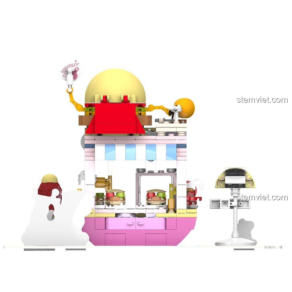 Tiệm bánh kem JK 2129 mô hình bánh mì kẹp thịt nhìn từ bên cạnh