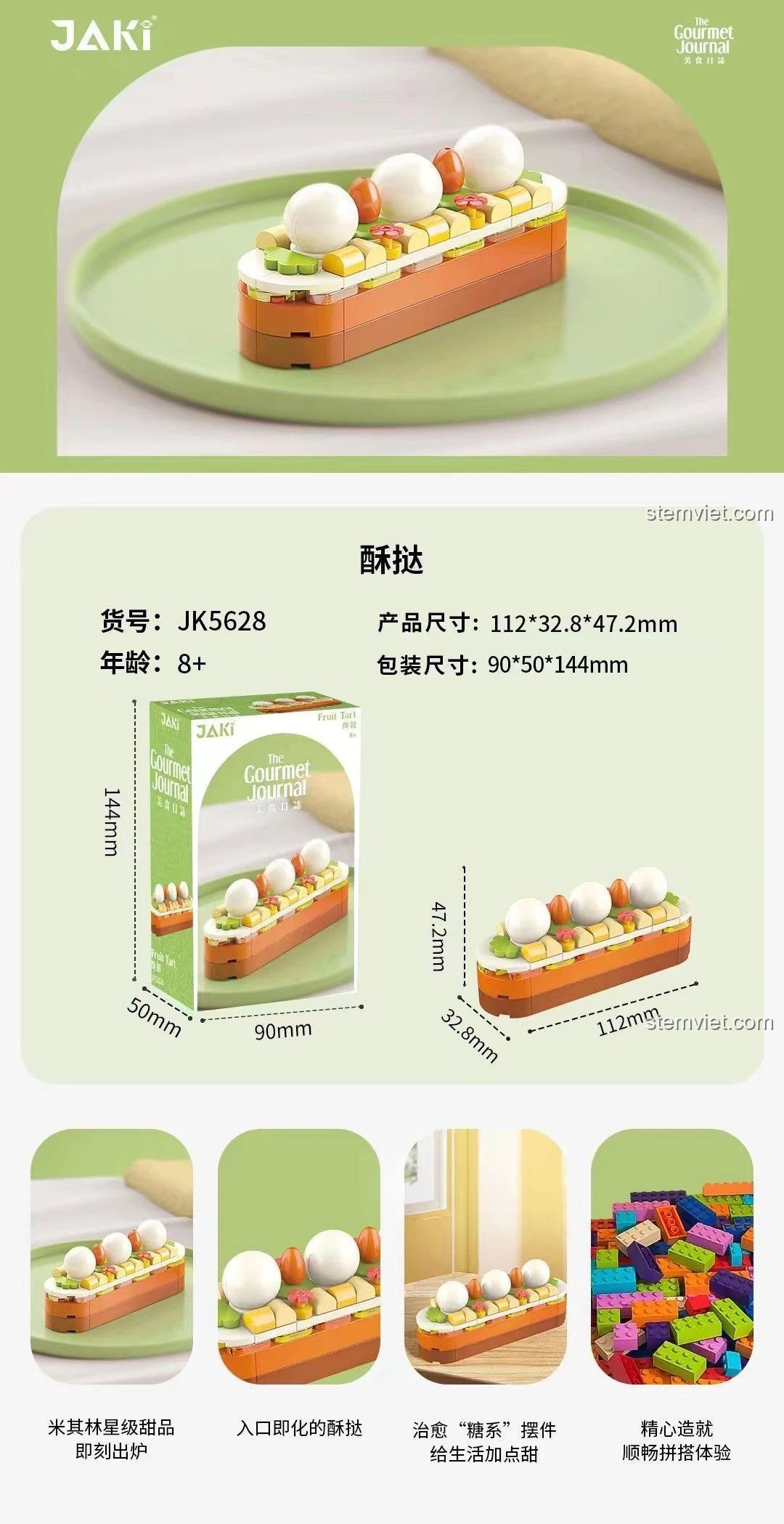 JAKI JK5628 Bộ lắp ghép Bánh Tart Trái Cây Hương Vị Ngọt Ngào cho bé gái 8 tuổi