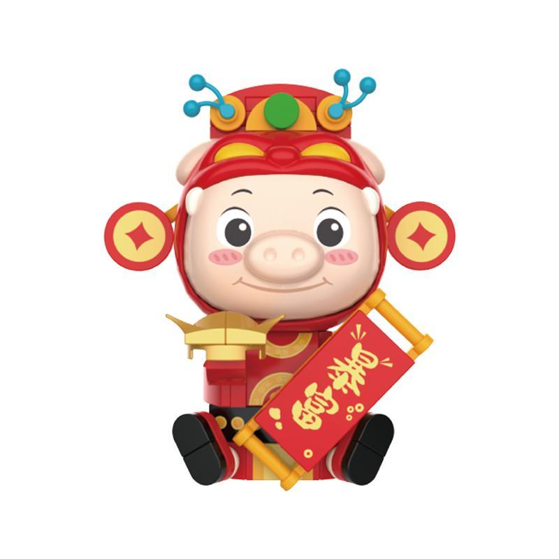 bộ đồ chơi Heo Siêu Giàu GG Bond JAKI JK6831 mô hình dán tủ lạnh màu đỏ vàng, phù hợp cho thanh niên 14+ mang lại tài lộc may mắn.