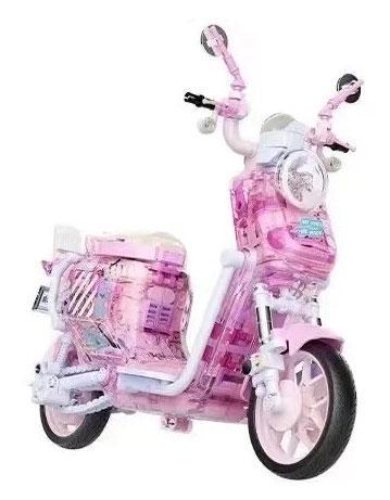 Bộ lắp ghép Xe điện Tiểu Ngưu JAKI JK8326 màu hồng trong suốt, mô hình xe điện Tiểu Ngưu U Series City Ride cho bé gái 8 tuổi, phát triển tư duy sáng tạo.