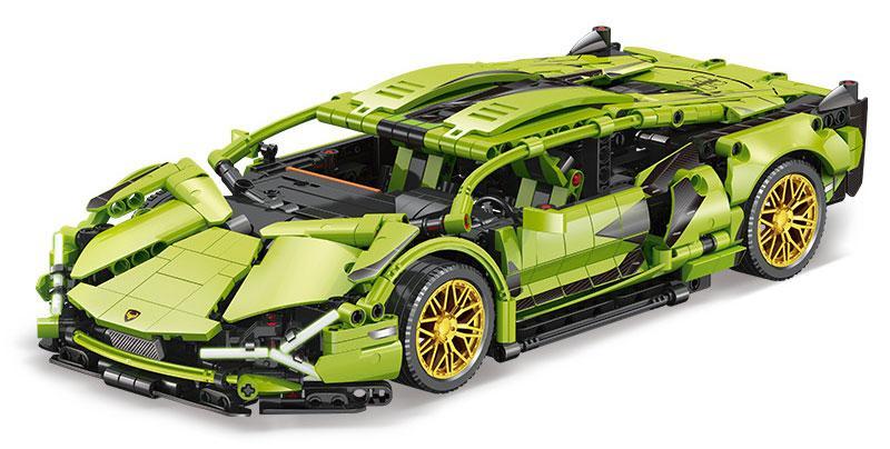 Bộ lắp ráp Siêu xe Lamborghini Sián FKP 37 Jie Kai JKC7101 màu xanh lá, đồ chơi mô hình xe đua cho bé trai 6 tuổi, chất lượng cao, giá tốt.