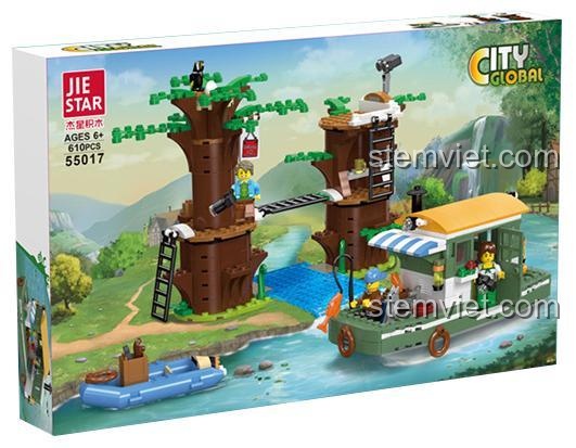 Hộp đồ chơi xếp hình JIESTAR 55017 Khu nghỉ dưỡng bên sông, món quà sáng tạo cho bé trai và bé gái.