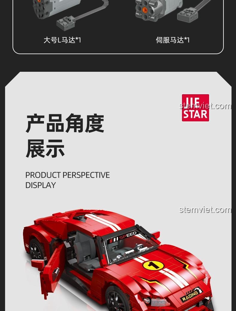 Mô hình lắp ráp JIESTAR 92011 với cửa mở kiểu cắt kéo độc đáo, một tính năng đặc biệt của siêu xe Lykan.