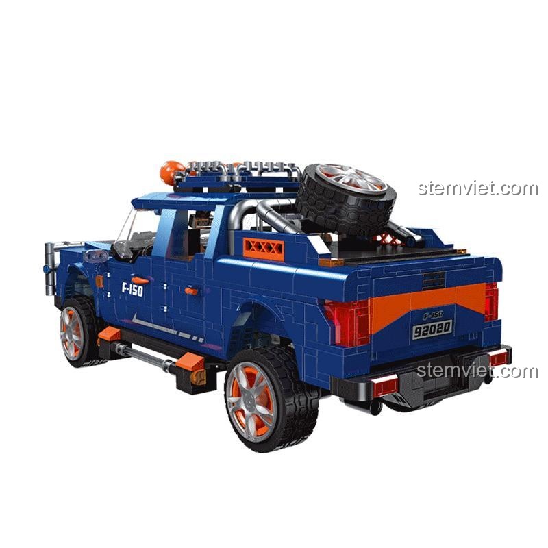 Bộ khối lắp ghép Xe Bán Tải Ford Raptor JIESTAR 92020, chi tiết bánh dự phòng và đèn pha, đồ chơi lắp ghép cho bé trai 8 tuổi, phát triển tư duy.