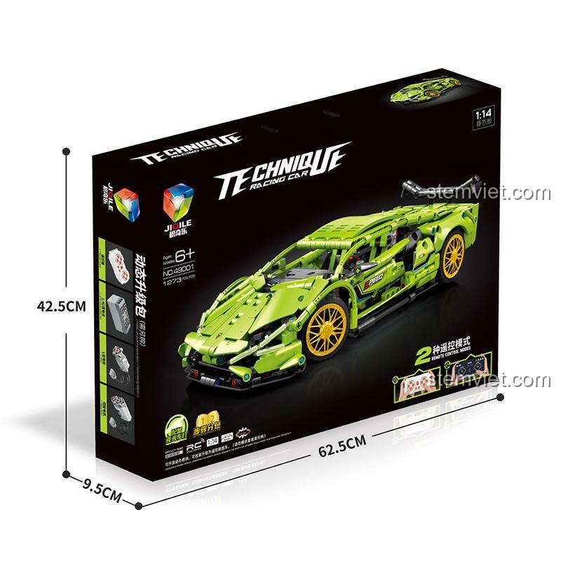 Hộp bộ lắp ghép Jiqile 49001 Siêu xe Lamborghini Sián FKP 37, 1273 mảnh, có kích thước hộp 62.5x42.5x9.5cm, đồ chơi lắp ráp cho bé trai 6 tuổi, giá tiết kiệm.