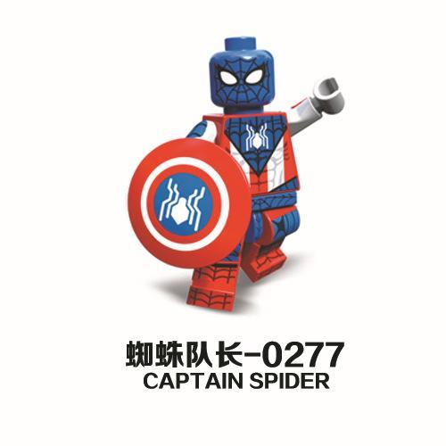Minifigure Captain Spider Jisi 0277B, đồ chơi mô hình Đội trưởng Nhện lai giữa Spider-Man và Captain America cho bé trai 6 tuổi giá rẻ.