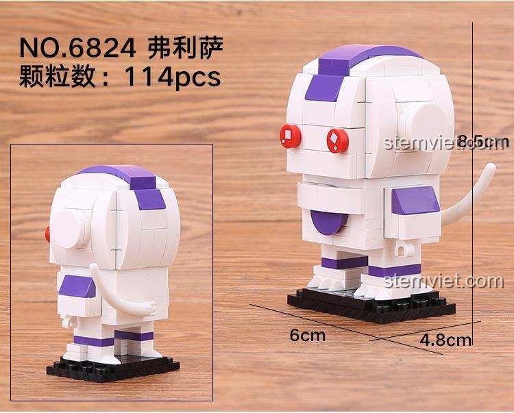 Kích thước thực tế của đồ chơi lắp ghép Frieza 6824, cao 8.5cm, lý tưởng để trưng bày.