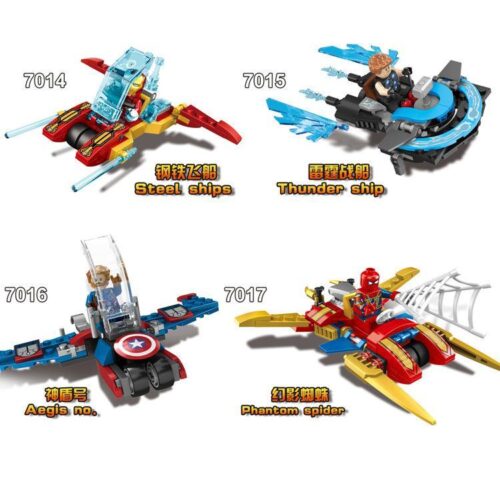 Bộ lắp ráp Jisi 7014 Phi thuyền Iron Man, Thor, Captain America, Spider-Man cho bé trai 8 tuổi. Đồ chơi mô hình Biệt đội siêu anh hùng giá rẻ.