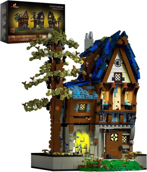 Hộp bộ lắp ghép Ngôi nhà pháp sư thời Trung Cổ JMBricklayer 30123, đồ chơi mô hình cho bé trai và bé gái 6 tuổi, giá tốt.