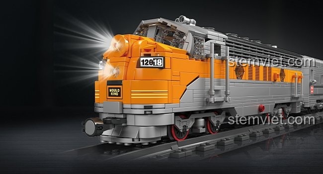 Đầu máy Diesel USA EMD F7 WP JMBricklayer 51107 với dây đèn LED, chi tiết cao, cho con trai 14 tuổi