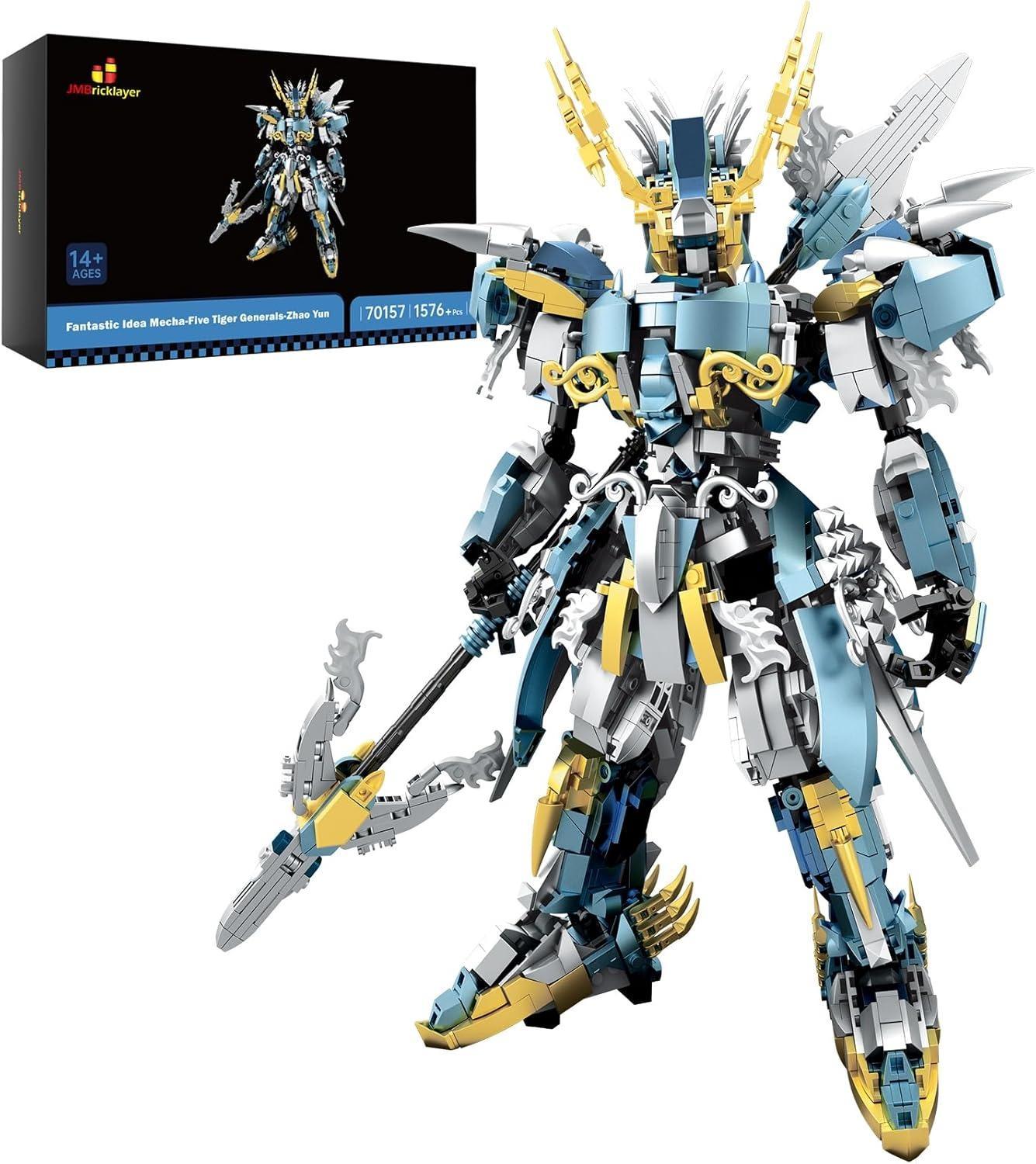 Bộ lắp ghép Robot Triệu Vân JMBricklayer 70157, mô hình mecha Triệu Vân Ngũ Hổ Tướng màu xanh vàng, đồ chơi lắp ráp cho con trai 14 tuổi, giá tốt.