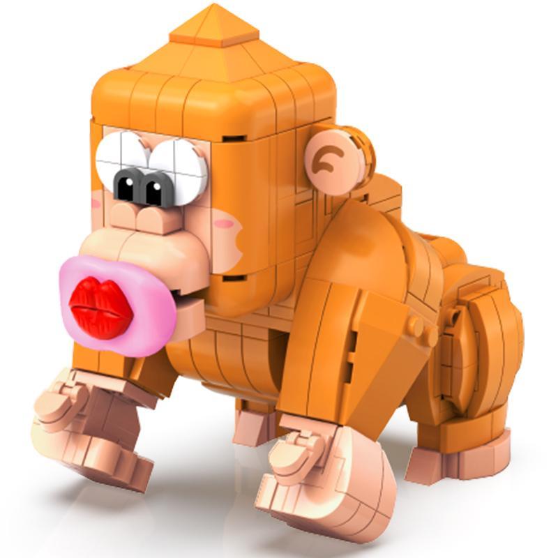 Mô hình Đười Ươi Thông Minh Kaido KD99002-3 đã lắp ráp hoàn chỉnh, màu cam nổi bật với đôi môi hồng ngộ nghĩnh.