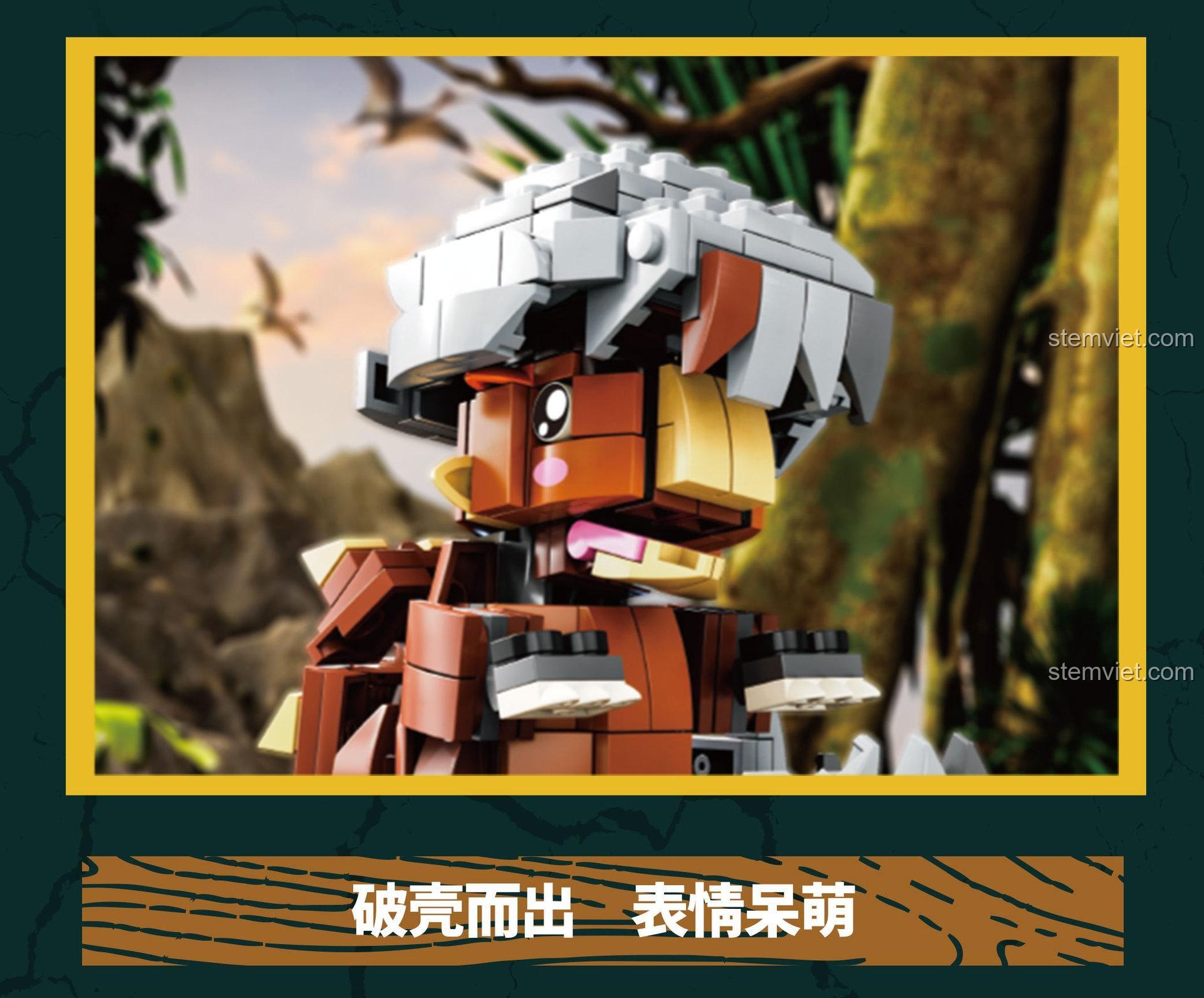 Khủng long Ankylosaurus chui ra khỏi vỏ trứng với biểu cảm dễ thương.