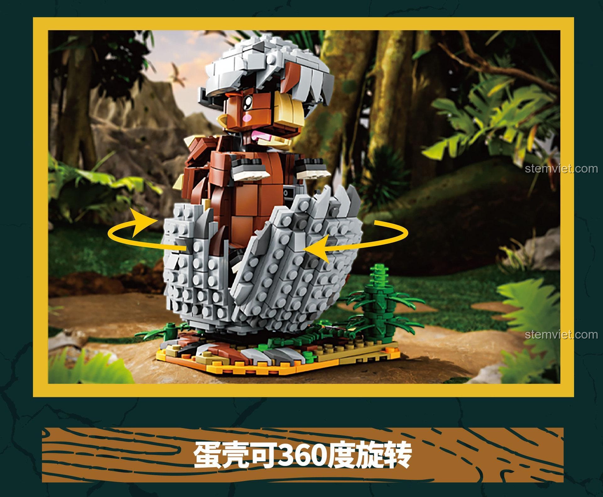 Vỏ trứng của mô hình Ankylosaurus có thể xoay 360 độ.