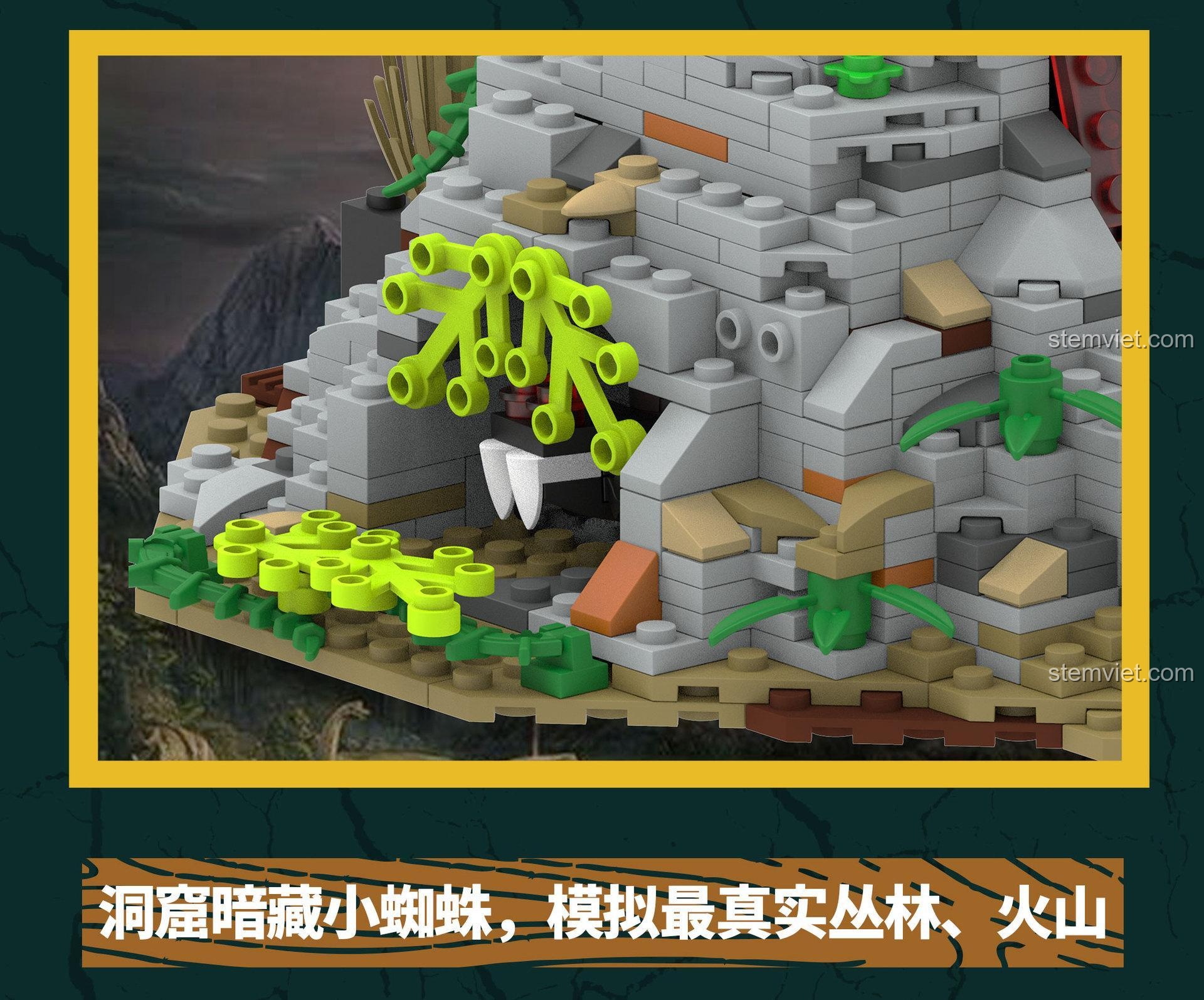 Chi tiết hang động ẩn giấu con nhện nhỏ, mô phỏng khu rừng và núi lửa chân thực nhất.