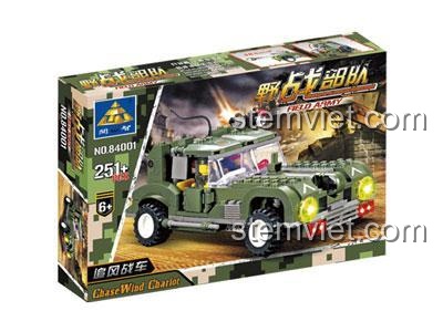Mô hình lắp ghép KAZI 84001 Xe Dã Chiến Truy Phong với đèn LED sáng, đồ chơi cho bé trai 6 tuổi.
