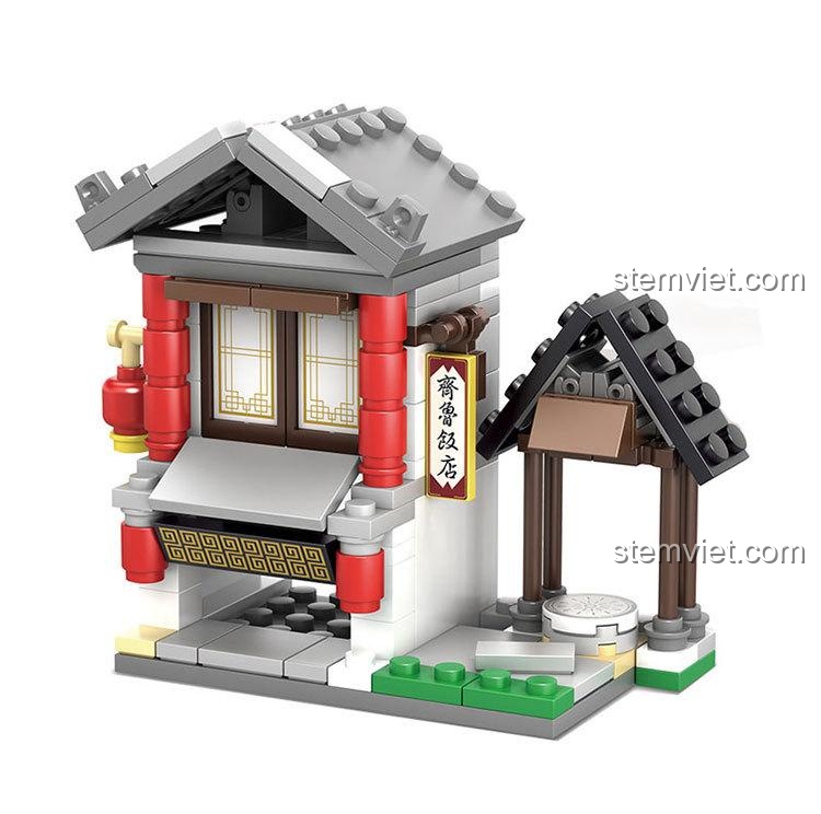 Hộp sản phẩm KAZI KY5005, một phần của bộ đồ chơi KAZI KY5005, thể hiện mô hình Khách Sạn Tề Lỗ.