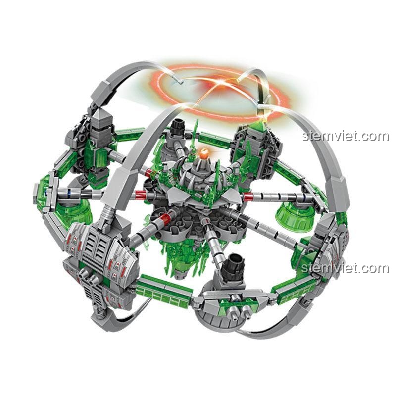 Đồ chơi mô hình KAZI 6634 Pháo đài Mẫu hạm với hiệu ứng ánh sáng, bộ xếp hình không gian viễn tưởng.