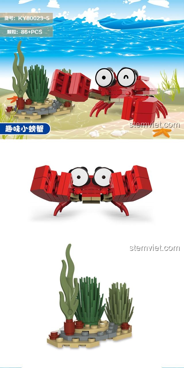 Poster bộ xếp hình Chú Cua Vui Vẻ KAZI KY80023-5 với 86 mảnh ghép.