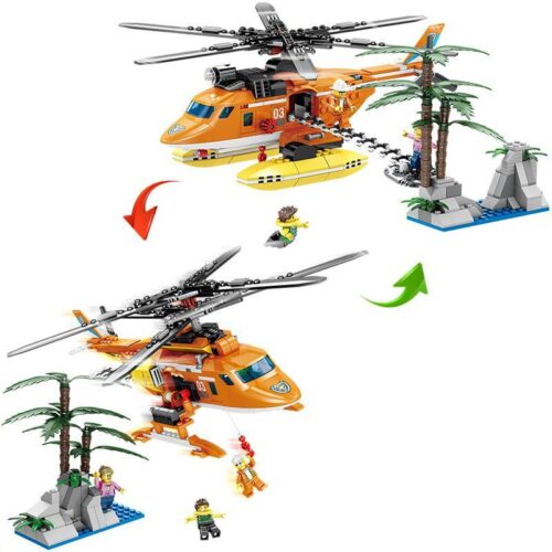 Bộ lắp ráp Trực thăng cứu hộ KAZI KY80524, đồ chơi xếp hình cho bé trai 6 tuổi, giá rẻ.