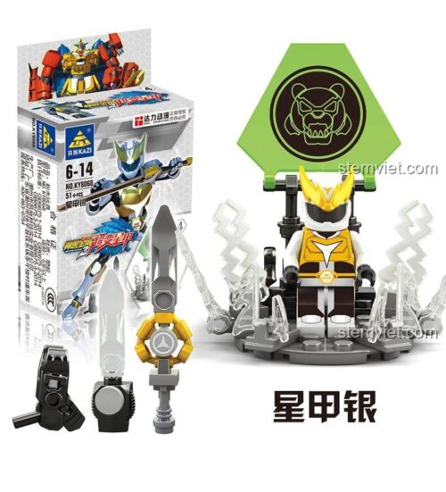 Cận cảnh bộ lắp ghép Minifigure Tinh Giáp Bạc KAZI KY8068-6 với 51 chi tiết. Đồ chơi mô hình chất lượng cao cho bé trai.