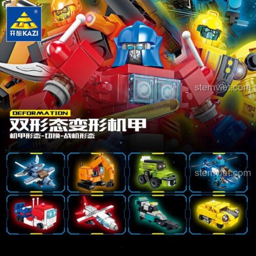 KAZI KY8099 Robot biến hình song dạng, đồ chơi lắp ráp chất lượng cao, kích thích tư duy cho bé.