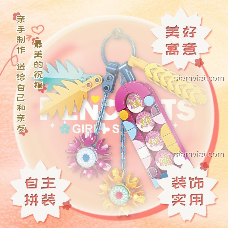 Tự tay lắp ráp móc khóa KAZI KY81112, đồ chơi DIY sáng tạo, món quà ý nghĩa cho bé gái.