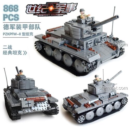 Catalog dòng đồ chơi Century Military của KAZI, giới thiệu bộ lắp ráp xe tăng Panzer II KY82009.