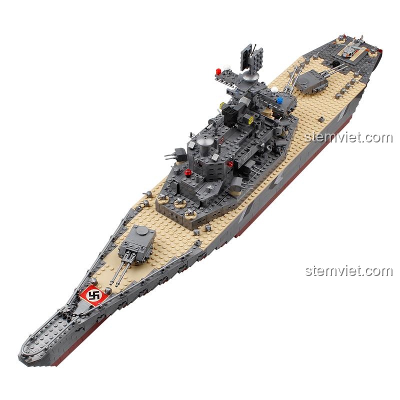 bộ xếp hình KAZI 82012 Tàu chiến Bismarck với hiệu ứng đèn và âm thanh sống động, đồ chơi giáo dục cho trẻ.
