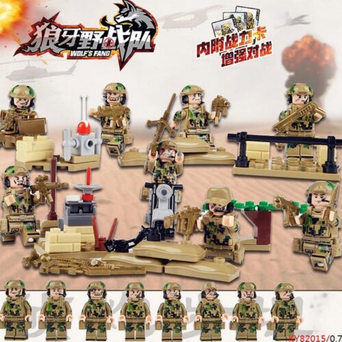 Bộ đồ chơi Biệt Đội Sói Lang KAZI KY82015 gồm 8 minifigure lính đặc nhiệm, phù hợp cho bé trai 6 tuổi, giá rẻ.