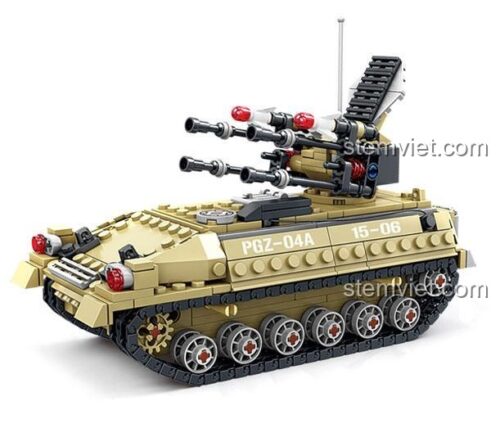 Đồ chơi lắp ráp Xe tăng phòng không PGZ-04A KAZI KY84158, mô hình quân sự chi tiết, phù hợp bé trai 8 tuổi phát triển tư duy.