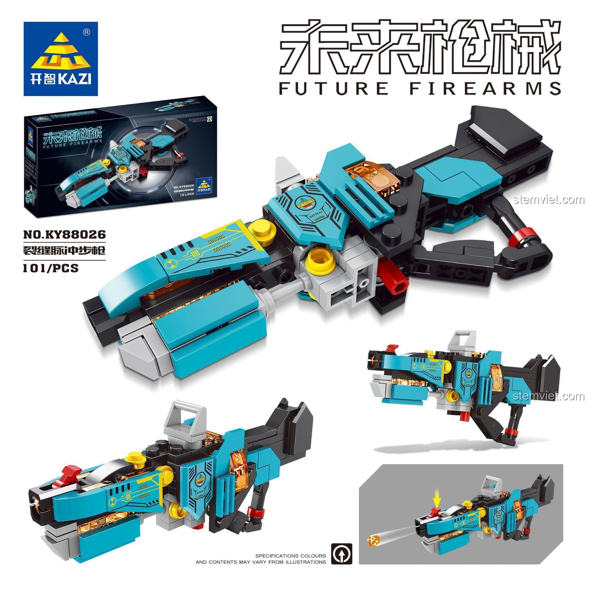 Bộ lắp ráp KAZI KY88026 Súng Trường Xung Kích Khe Nứt Tương Lai, 101 mảnh, đồ chơi xây dựng súng tương lai, chất lượng đảm bảo.