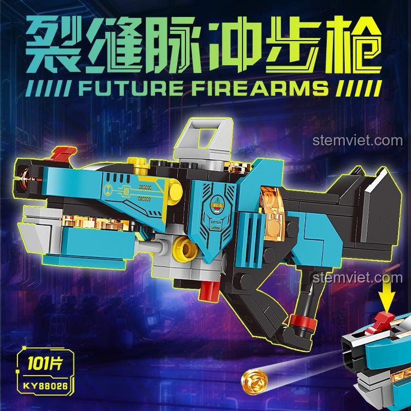 Hộp sản phẩm bộ lắp ráp KAZI KY88026 Súng Trường Xung Kích Khe Nứt Tương Lai, 101 mảnh ghép, đồ chơi mô hình súng bắn đạn nhựa giá tốt.
