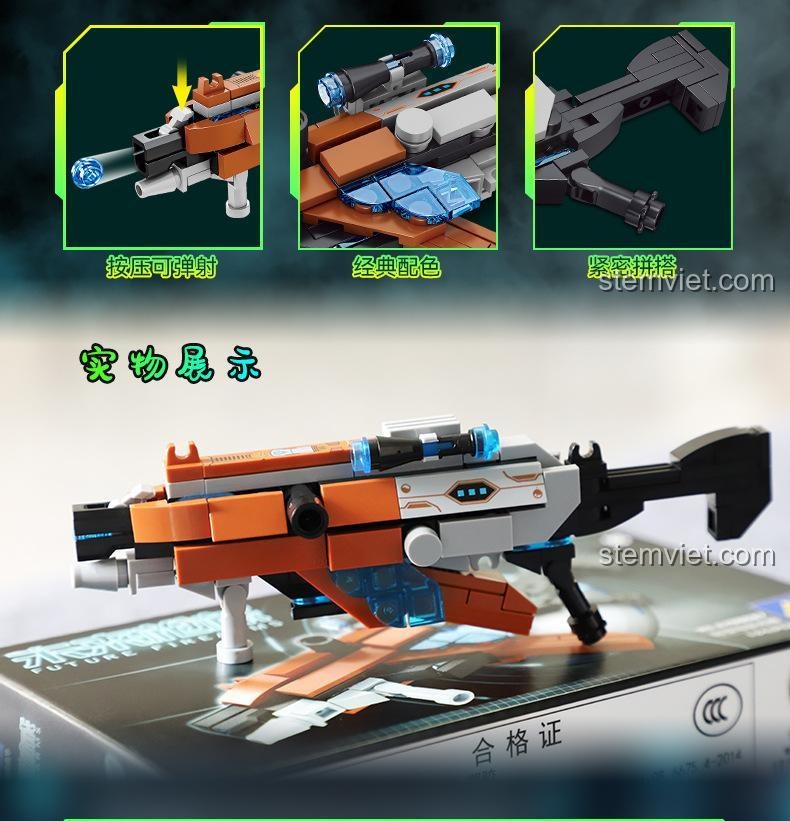 Tính năng nổi bật của đồ chơi mô hình Súng Đồ Chơi Tương Lai KAZI KY88027: bắn đạn, màu sắc cổ điển, lắp ráp chặt chẽ