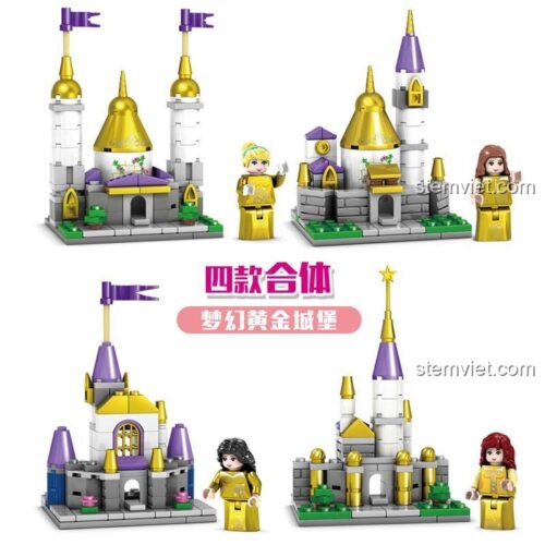 Hướng dẫn lắp ráp 4 trong 1 của đồ chơi mô hình Lâu đài công chúa Disney KAZI KY98709, món quà ý nghĩa cho con gái.