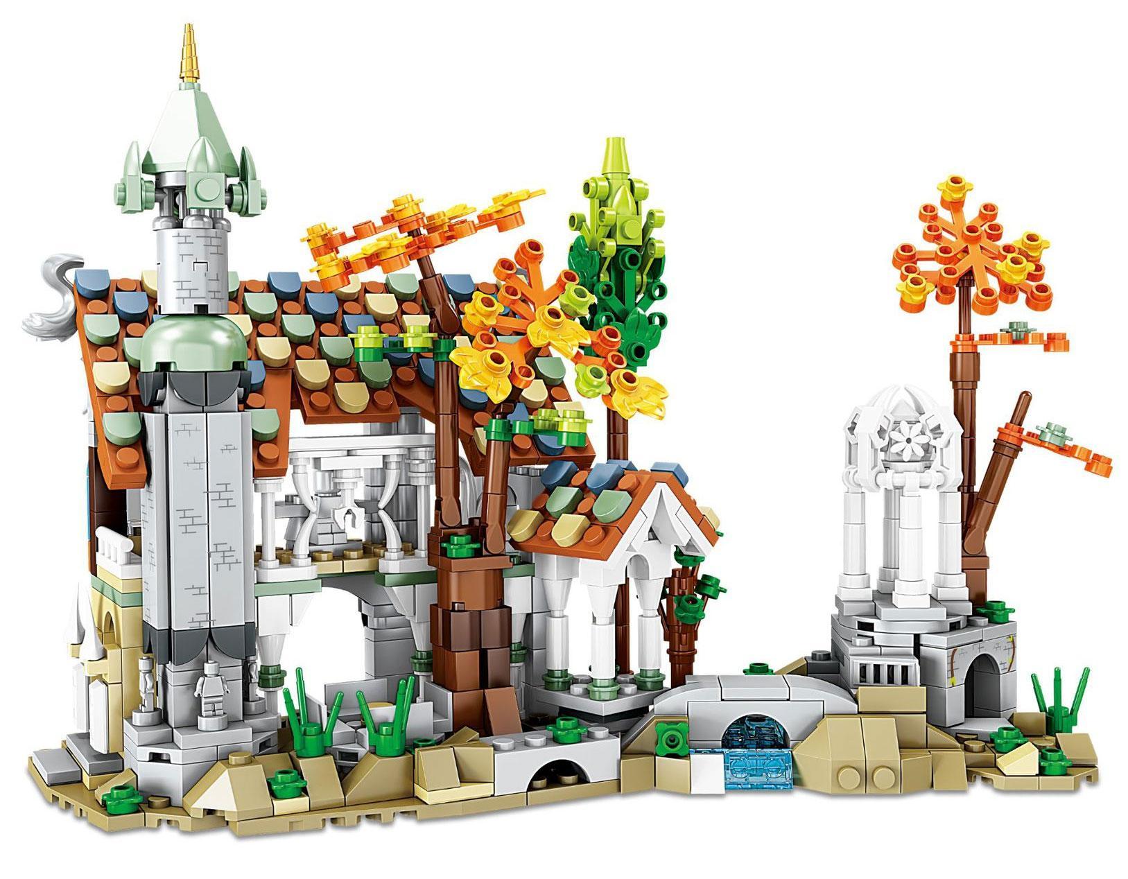 Mô hình lắp ráp KAZI KY98732 Thung lũng Rivendell từ Chúa Nhẫn, một bộ lắp ghép kiến trúc Elven dành cho bé trai và bé gái 8 tuổi.