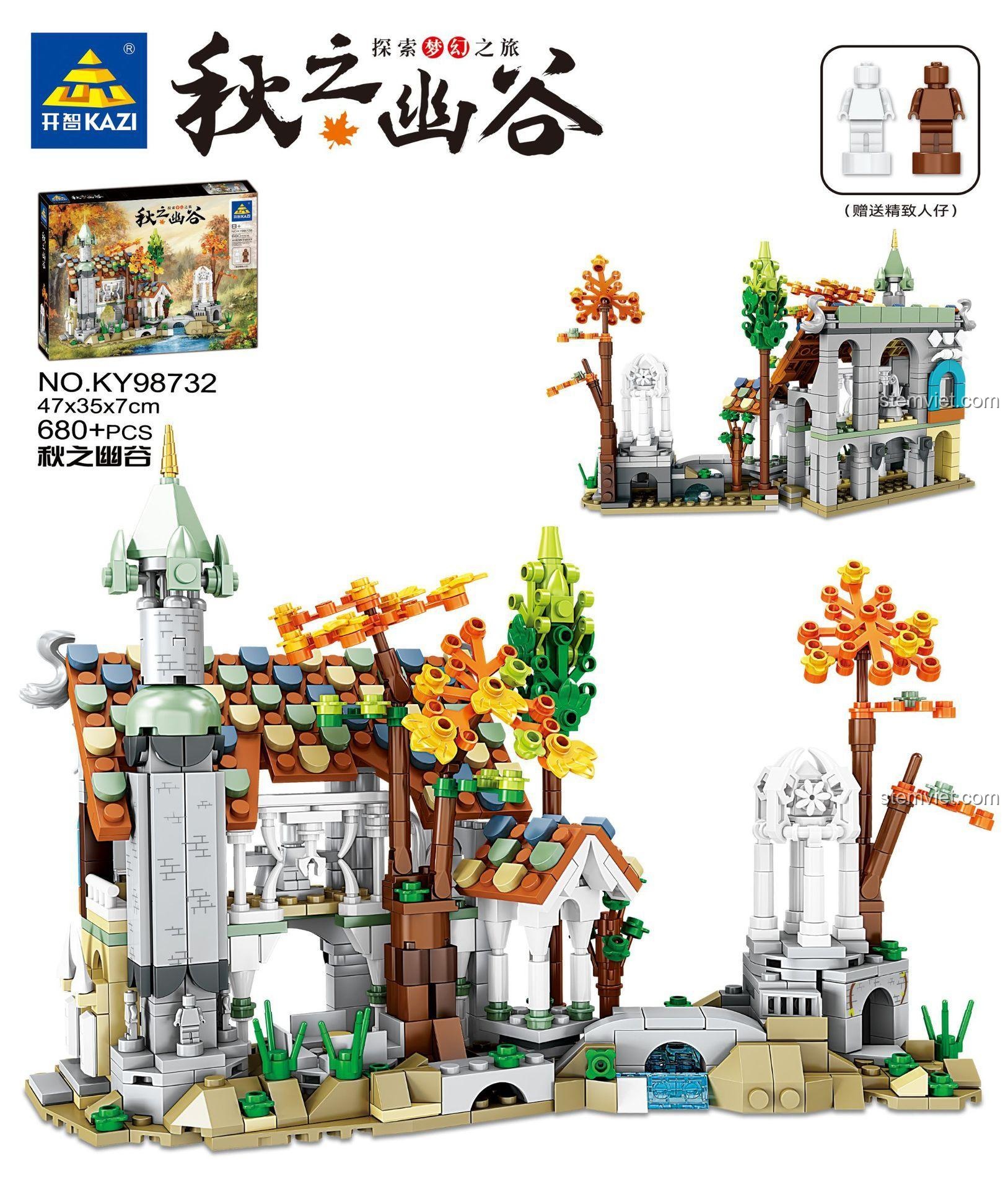 Toàn cảnh bộ xếp hình Thành phố của người Elves KAZI KY98732 sau khi lắp ráp, đi kèm 5 minifigures.