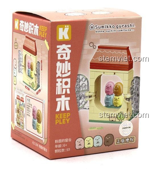 Mặt bên hộp Đồ chơi mô hình Cửa sổ Pink Tapioca Sumikko Gurashi Keeppley K21206, hiển thị thông tin chi tiết và các góc nhìn khác của sản phẩm, chất lượng cao.