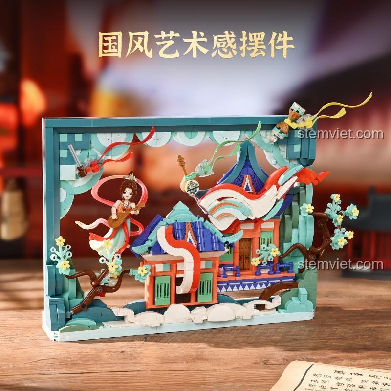 Mô hình hoàn thiện bộ xếp hình Keeppley K21405, tái hiện Tranh tường Đôn Hoàng.