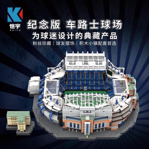 Toàn cảnh bộ lắp ráp Sân vận động Stamford Bridge K86102 của KeeYee World, một mô hình kiến trúc hoành tráng dành cho fan Chelsea 16+.