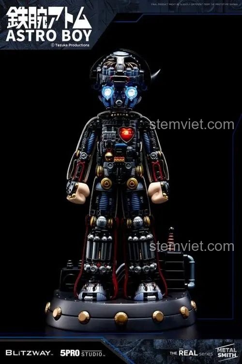 Toàn bộ kết cấu cơ khí bên trong của mô hình Astro Boy, từ đầu đến chân, cực kỳ chi tiết.