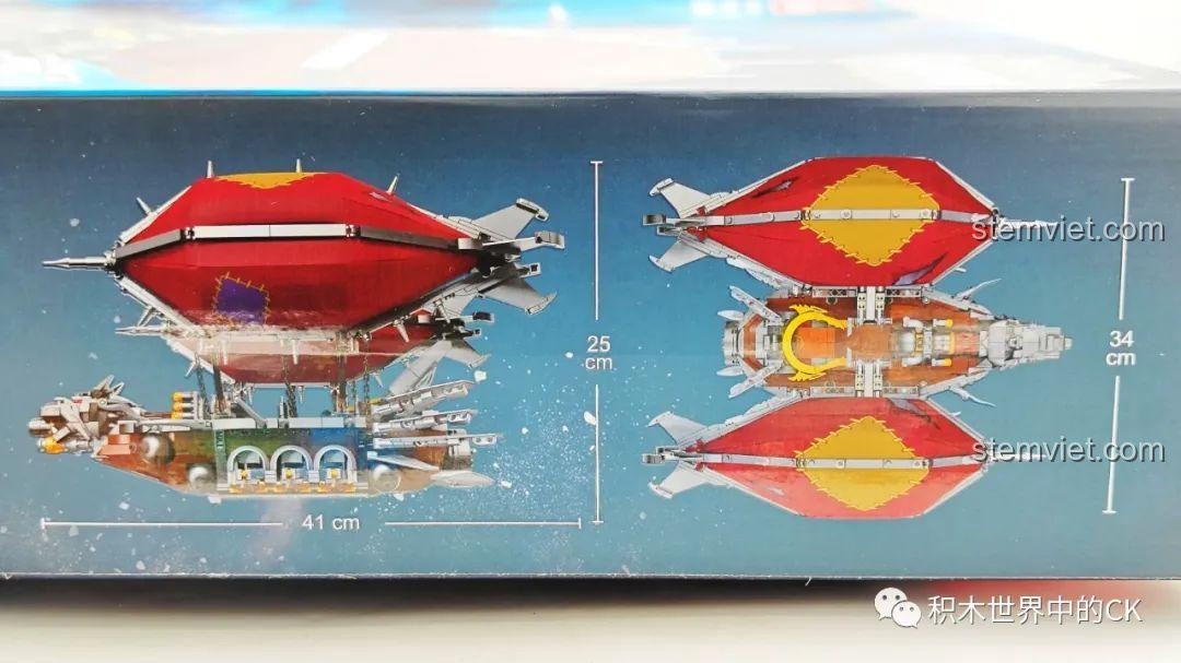 Thông số kích thước chi tiết của mô hình Tàu bay của Orgrim JIESTAR 58036 được in rõ trên vỏ hộp.