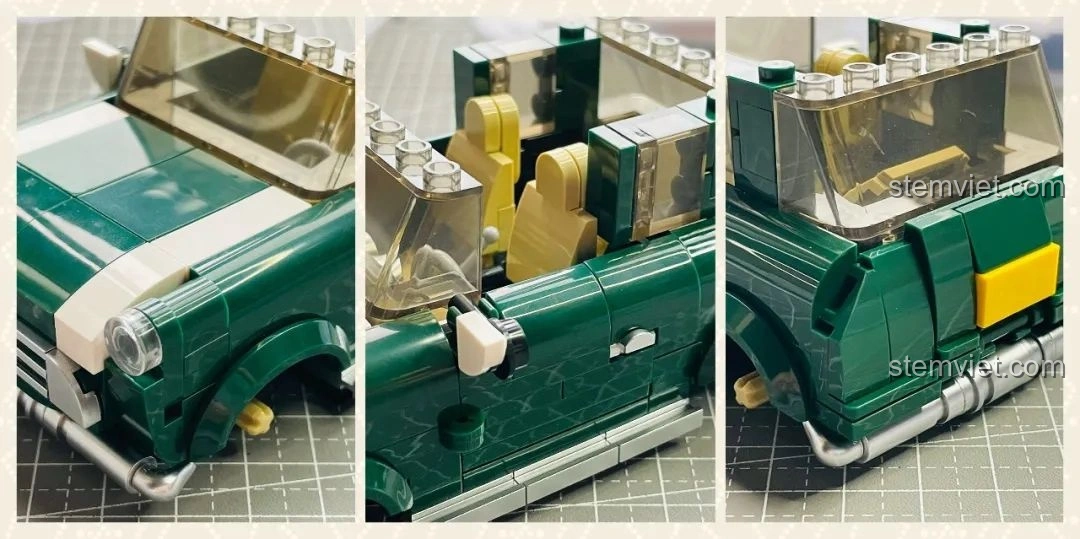 Lắp đặt kính chắn gió và các cửa sổ của mô hình xe MINI Camper Power Block PB8804, hoàn thiện phần thân xe.