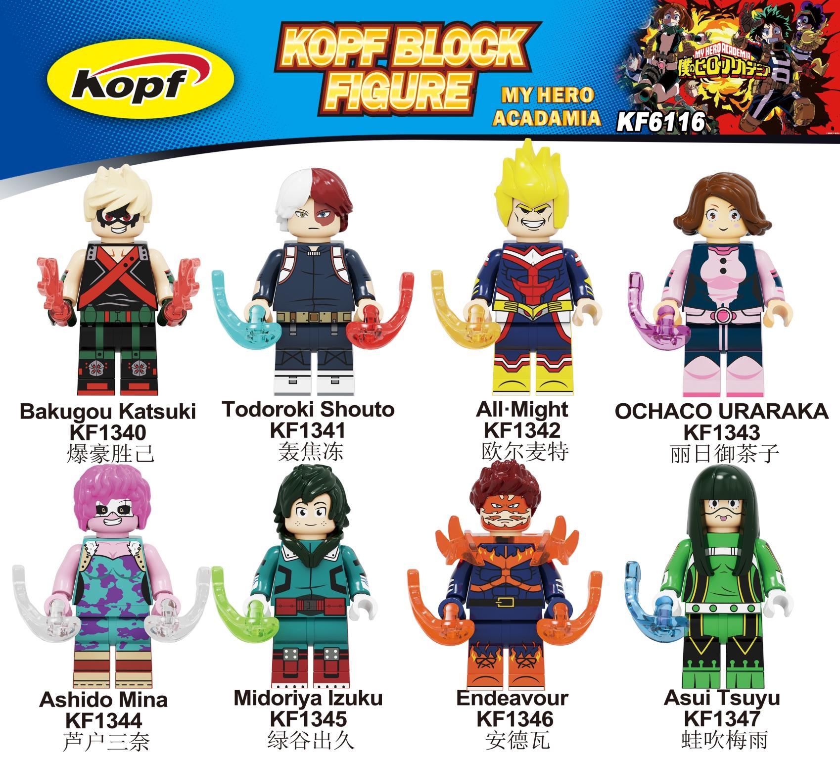 Bộ 8 Minifigures My Hero Academia Kopf KF6116, đồ chơi mô hình Nhân vật My Hero Academia cho bé trai và bé gái 6 tuổi, chất lượng cao giá tốt.